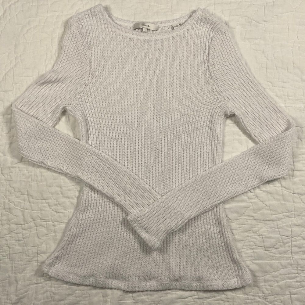 Vince Knit White Long Sleeve Top size Small